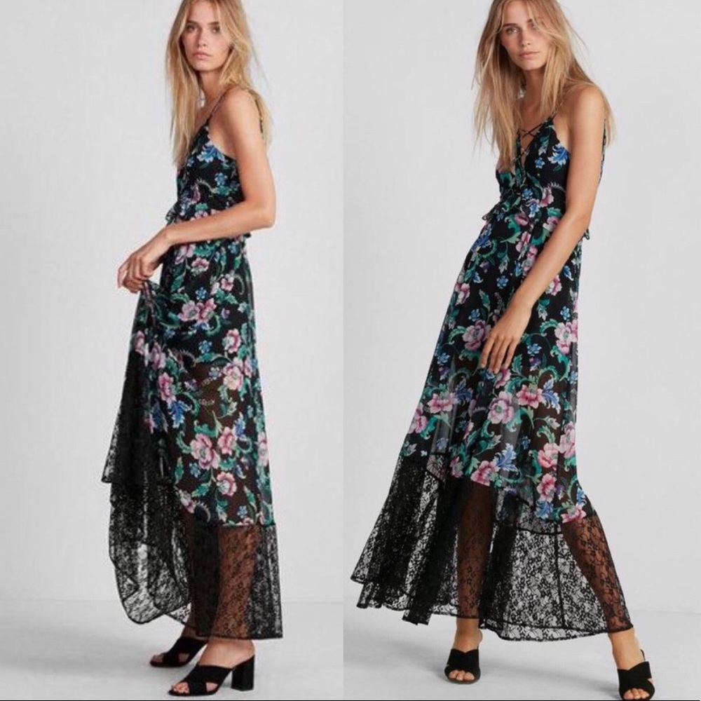 *Express Etite Floral Lace Maxi Dress Sz 12